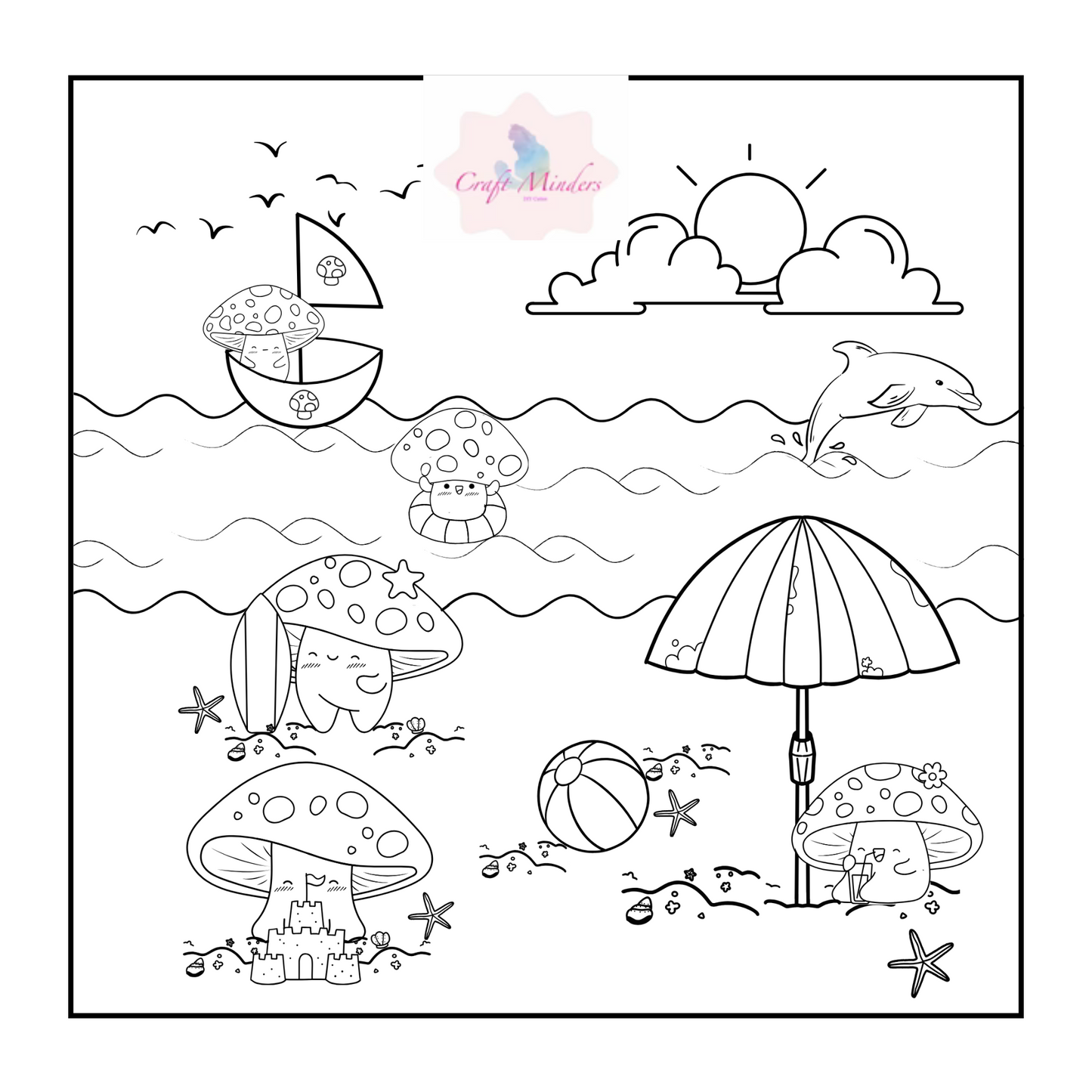 toadstool colouring pages ( digital )