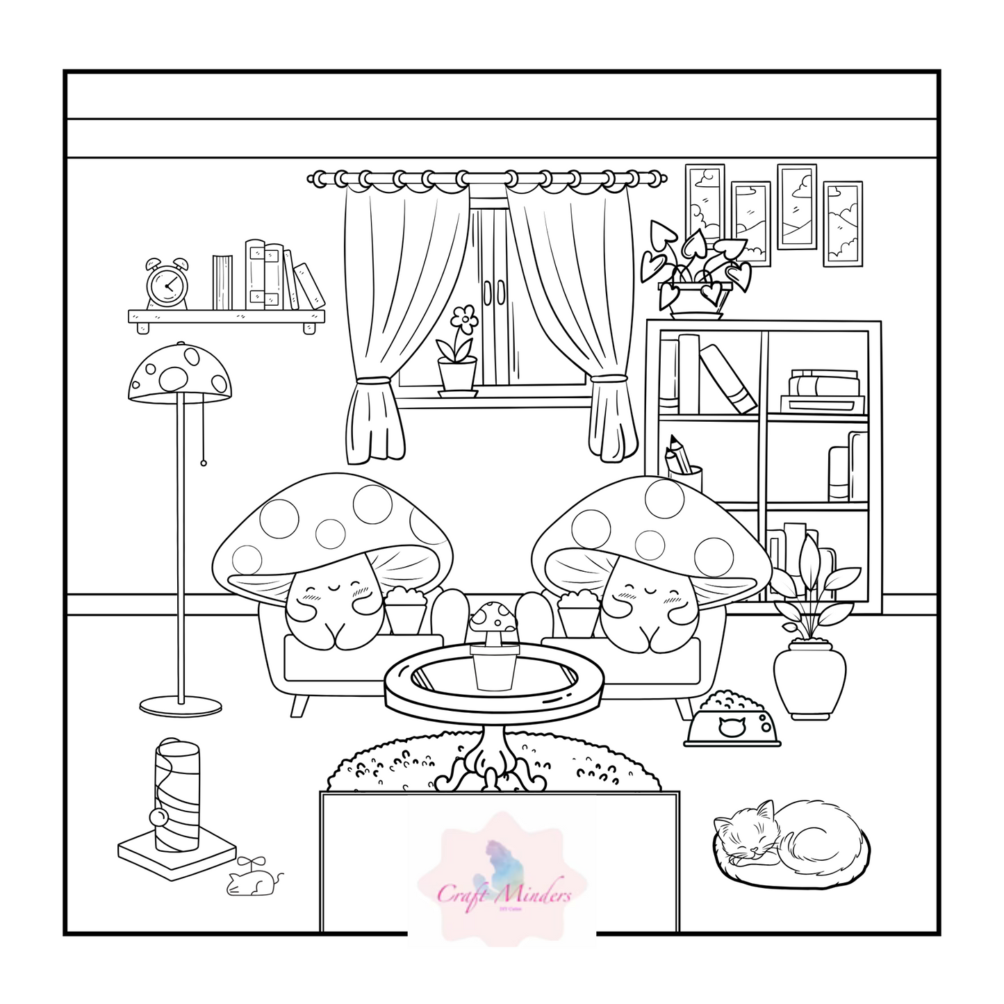 toadstool colouring pages ( digital )