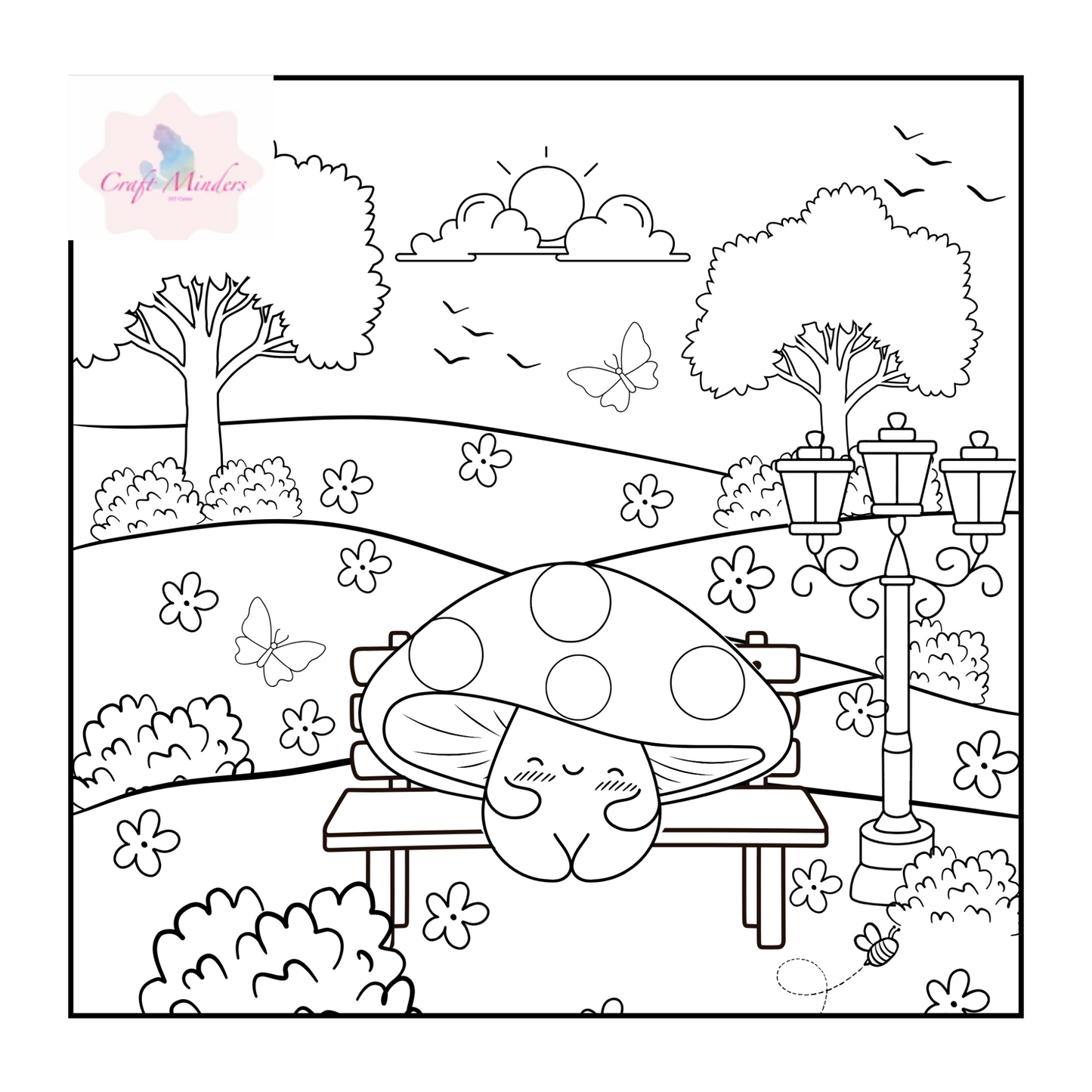 toadstool colouring pages ( digital )