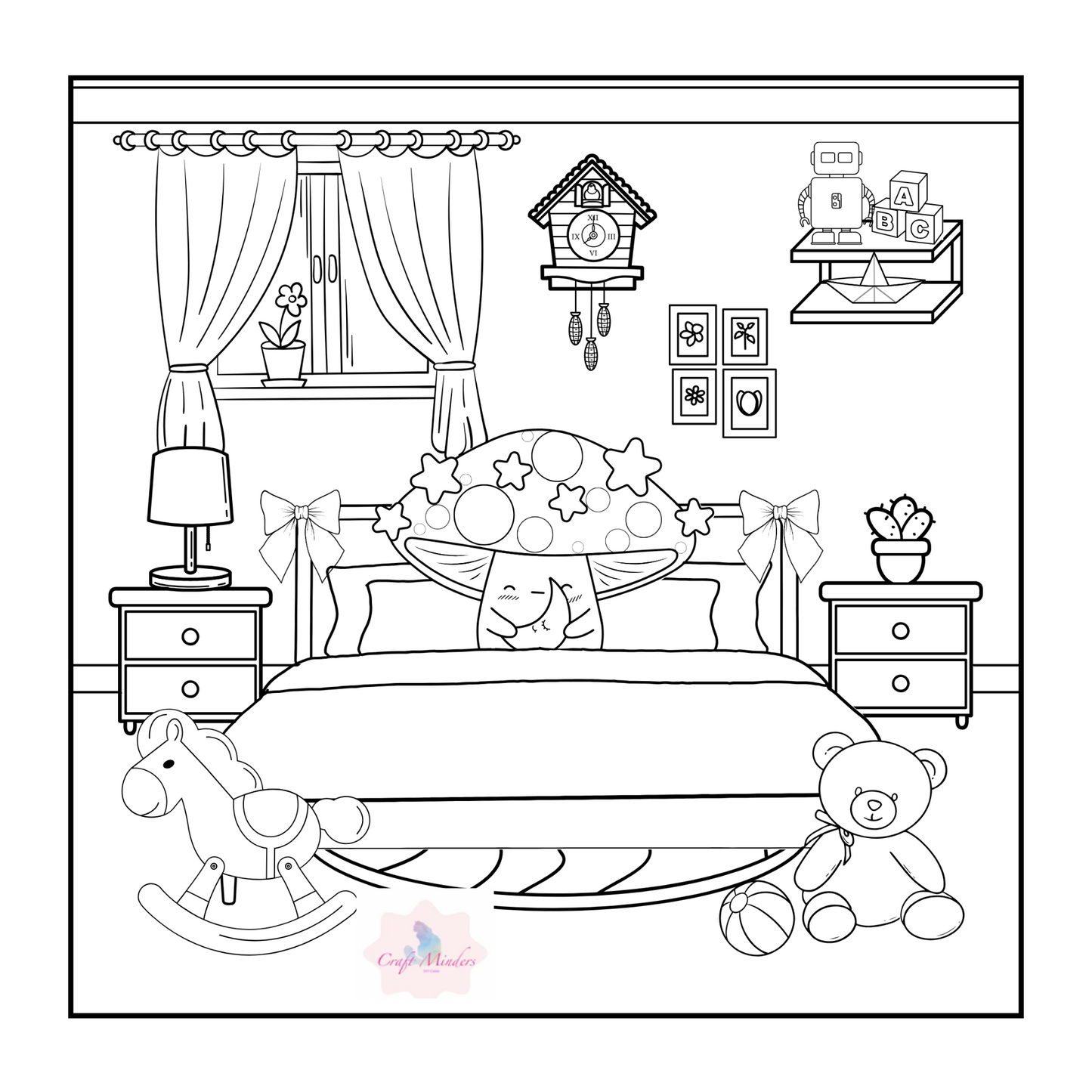 toadstool colouring pages ( digital )