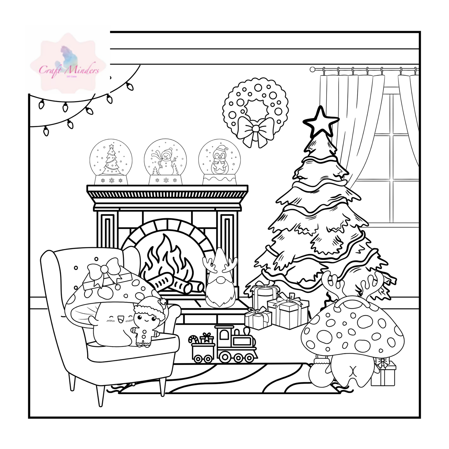 toadstool colouring pages ( digital )