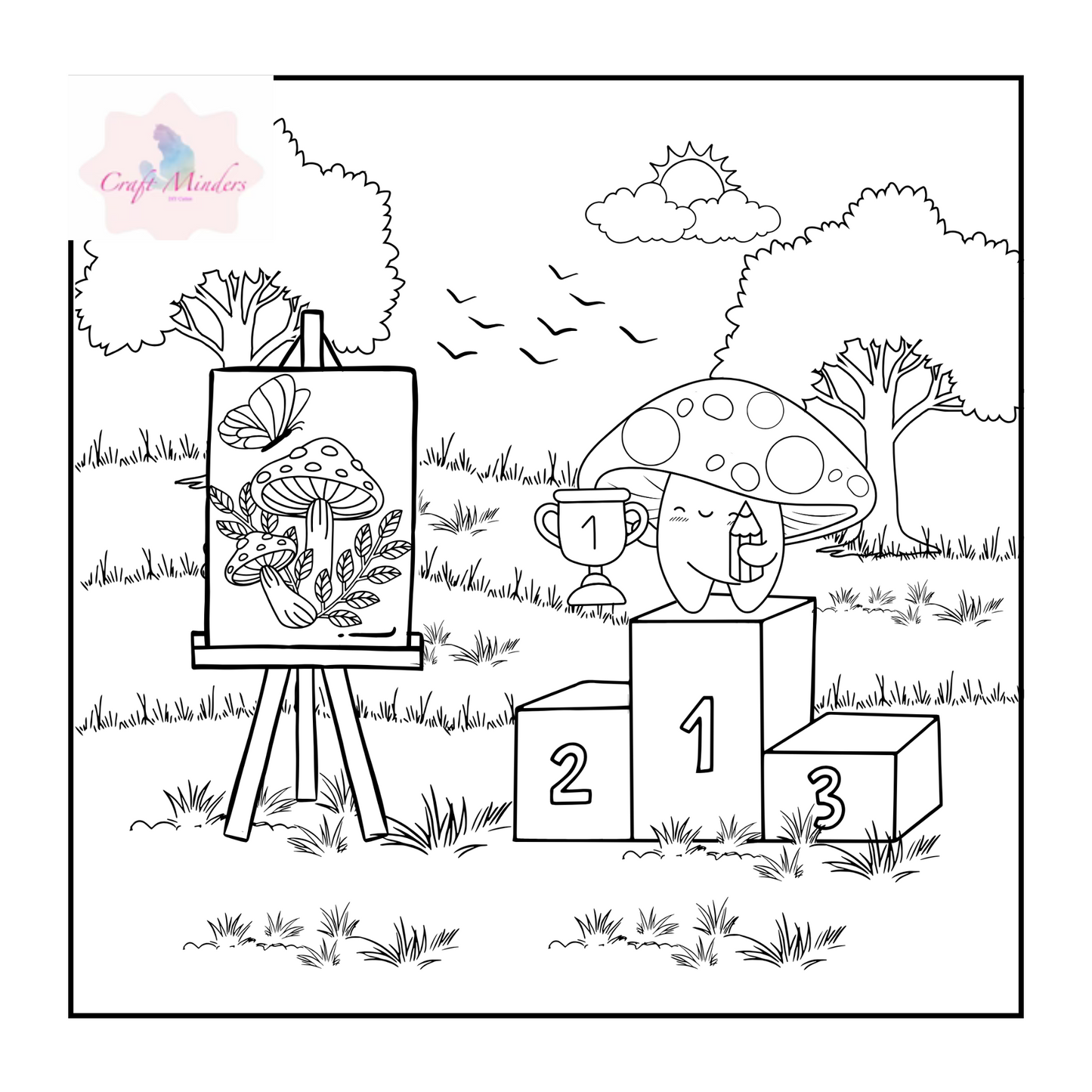 toadstool colouring pages ( digital )