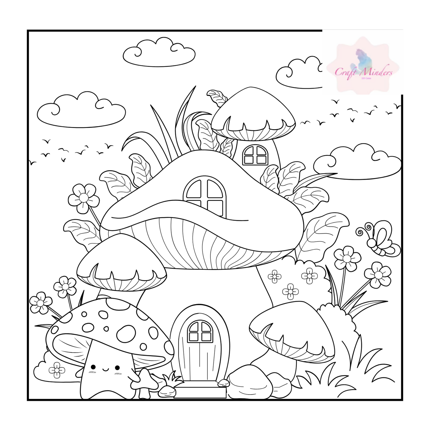 toadstool colouring pages ( digital )