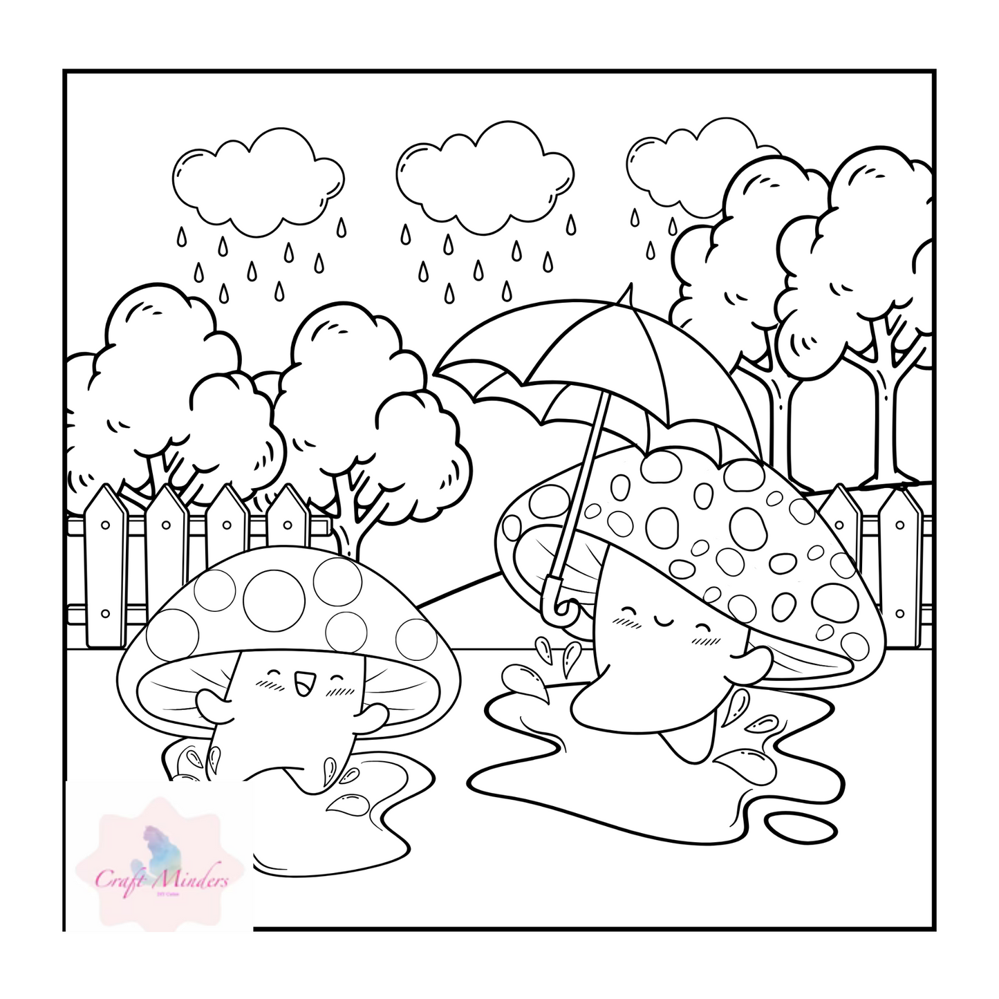 toadstool colouring pages ( digital )