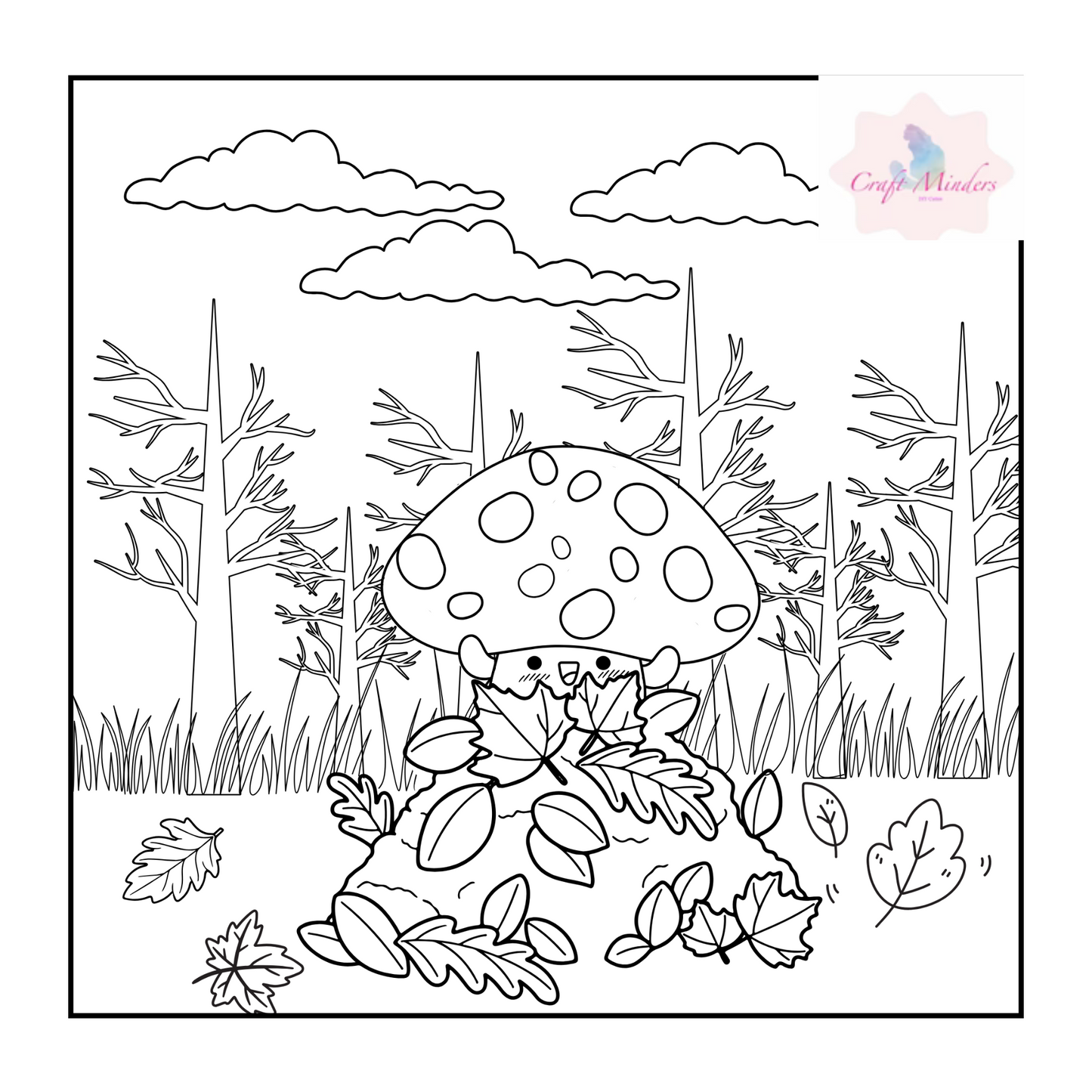 toadstool colouring pages ( digital )