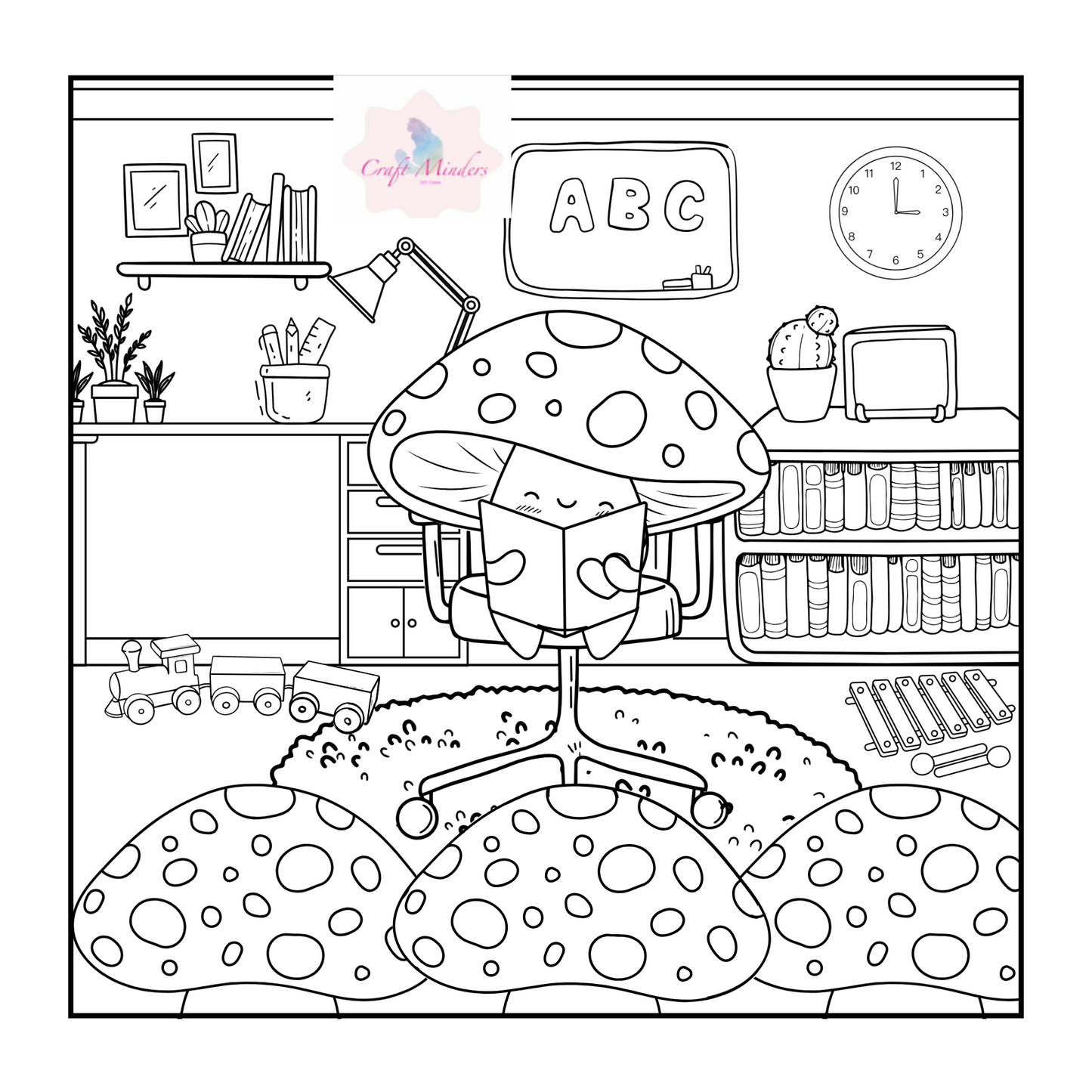 toadstool colouring pages ( digital )