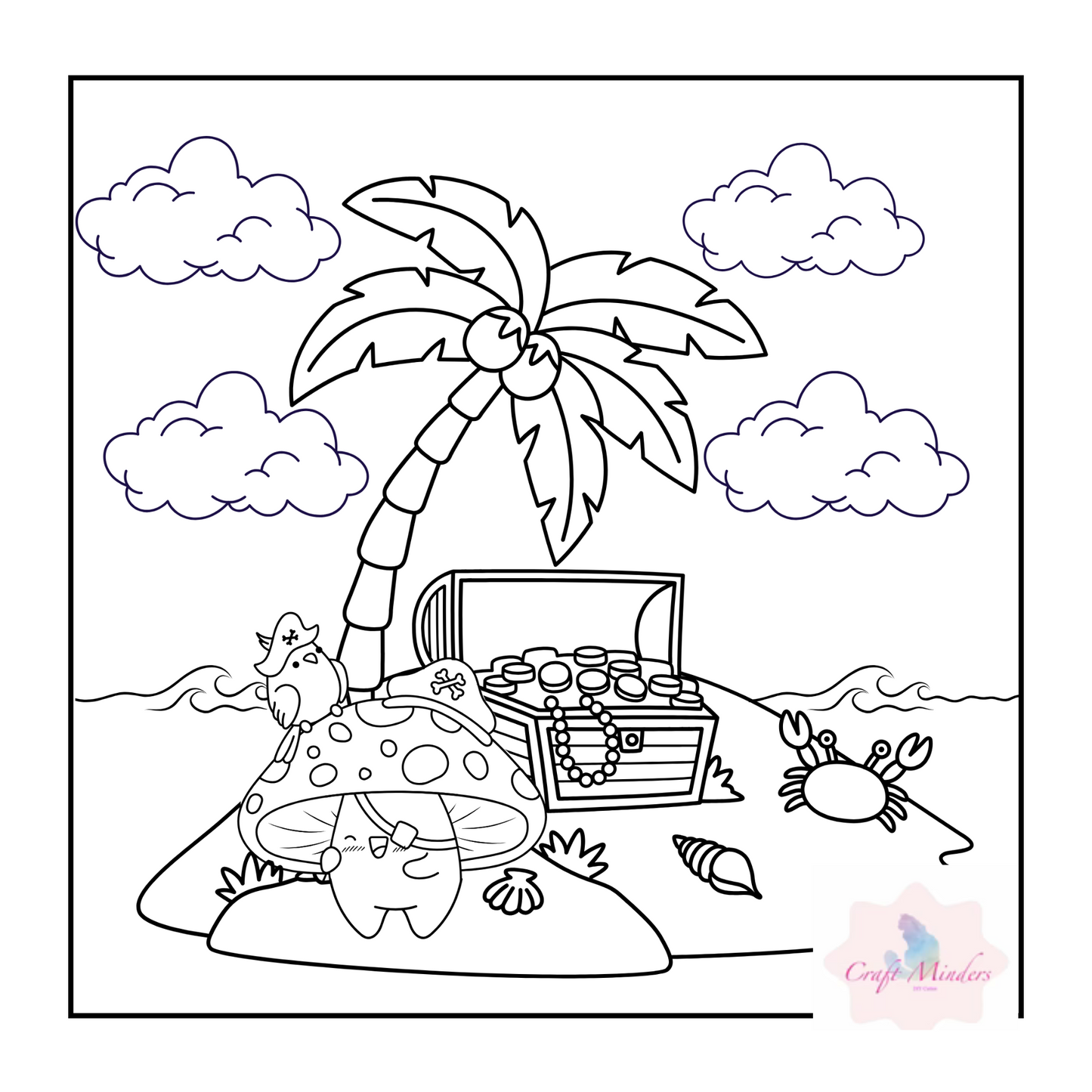 toadstool colouring pages ( digital )