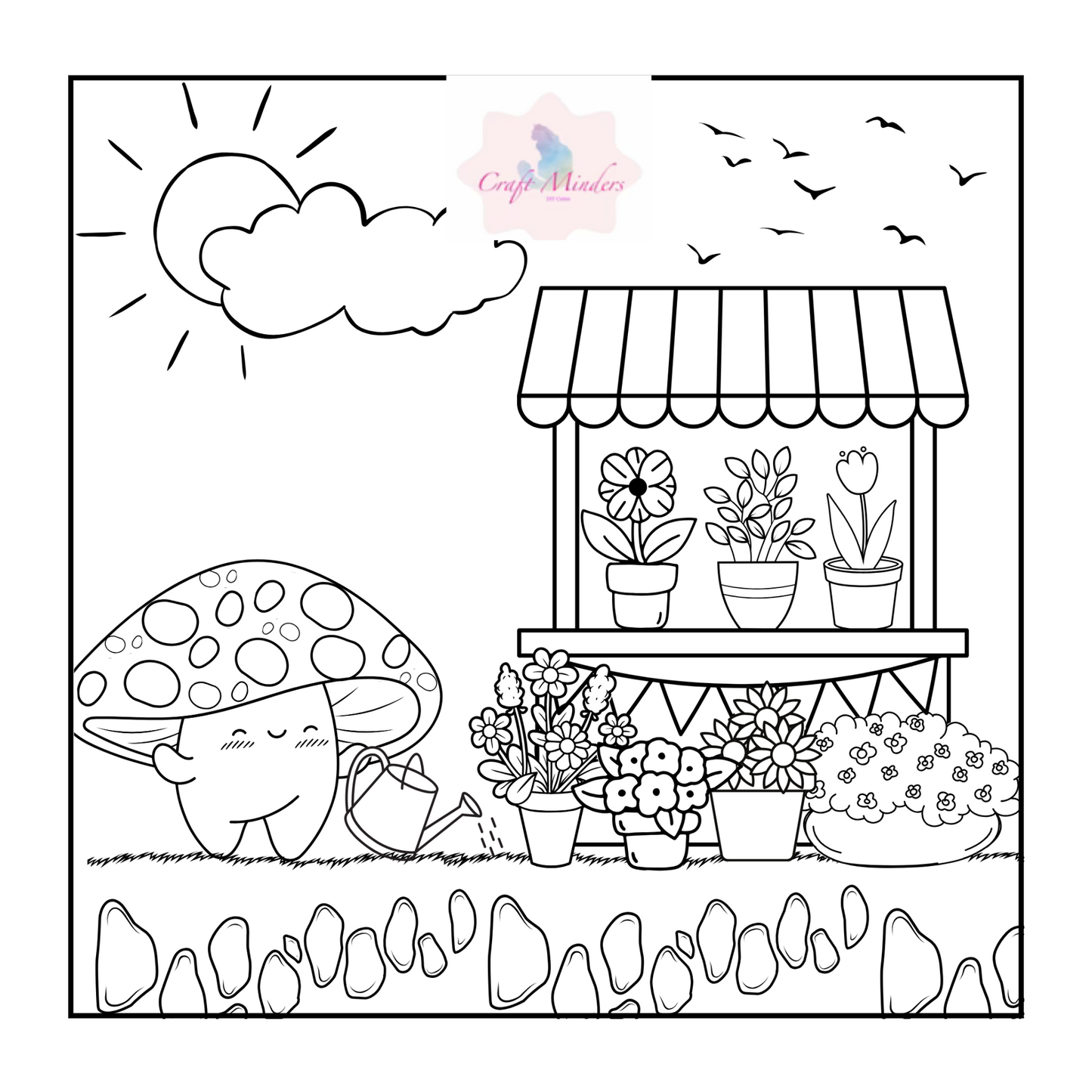 toadstool colouring pages ( digital )