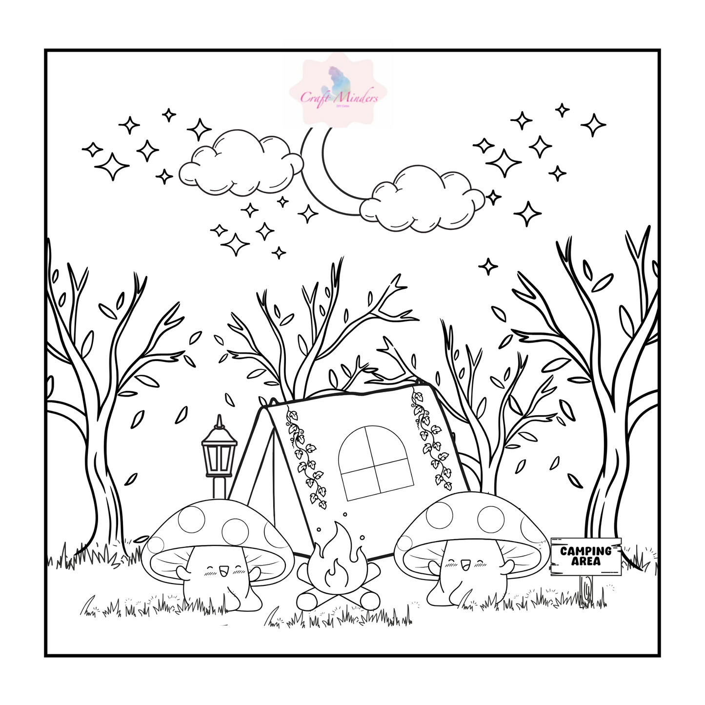 toadstool colouring pages ( digital )