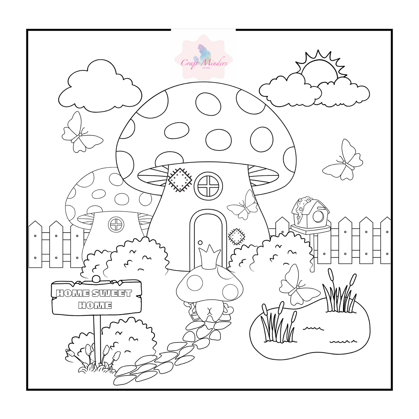 toadstool colouring pages ( digital )