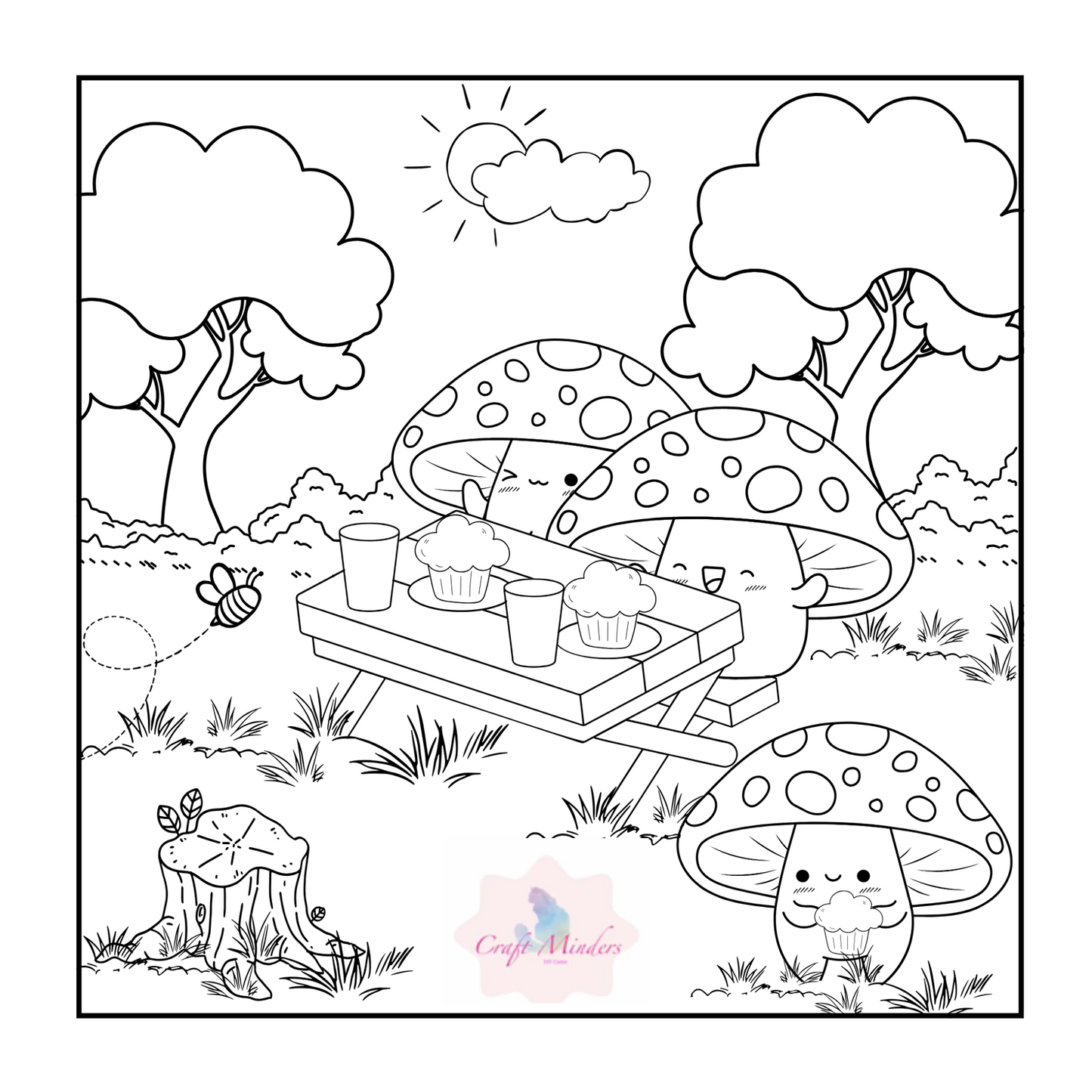 toadstool colouring pages ( digital )