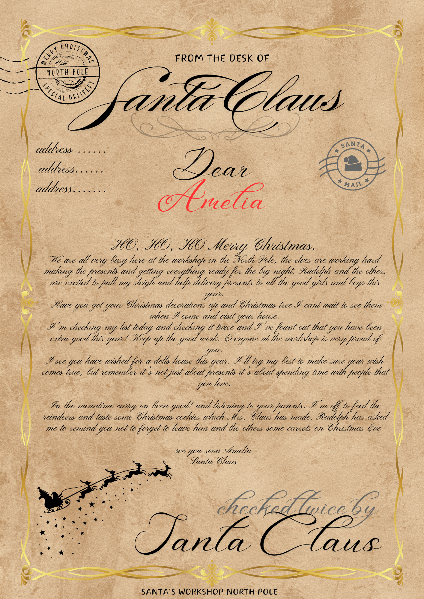 Personalised Santa letter